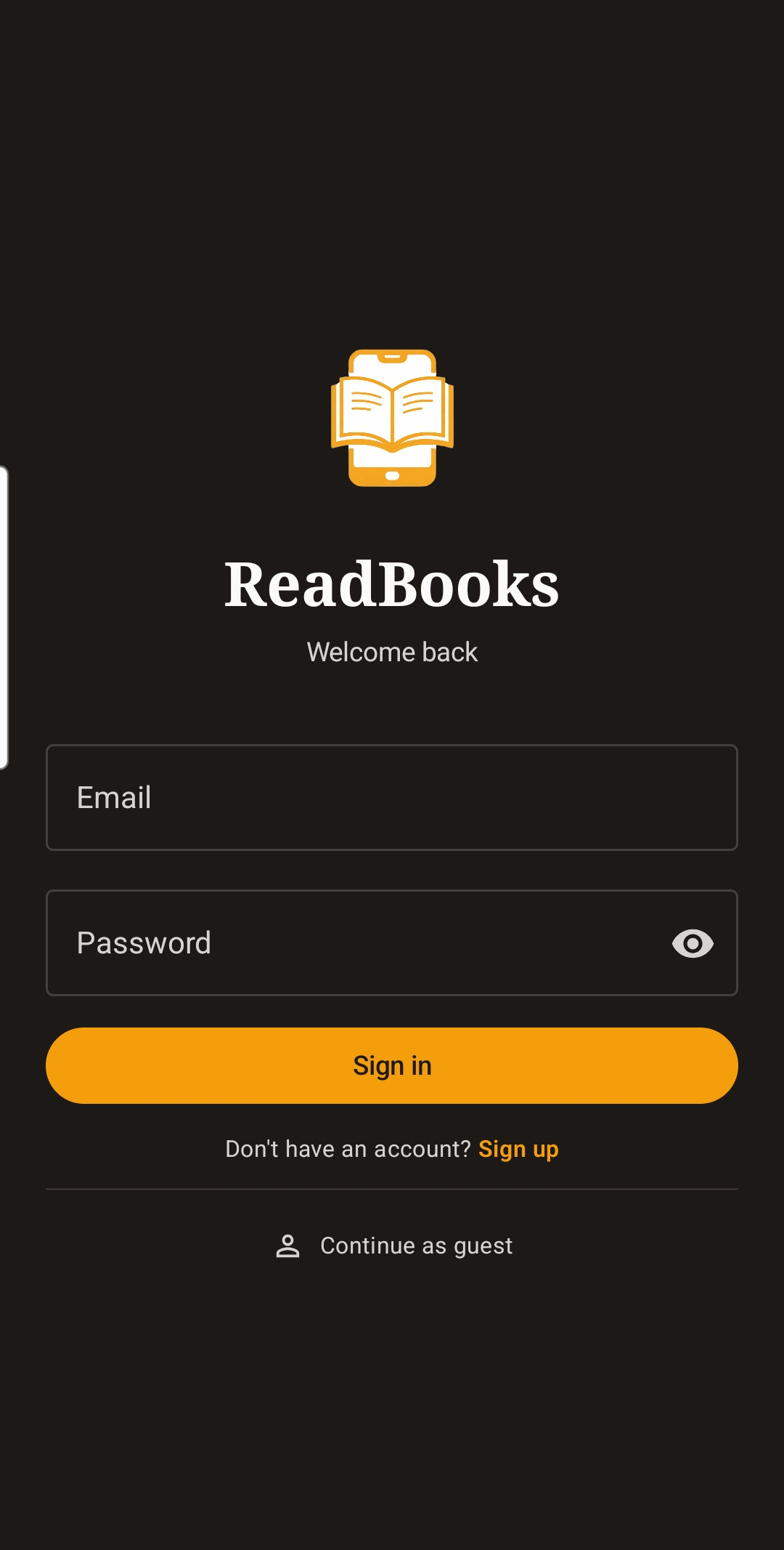 Login screen